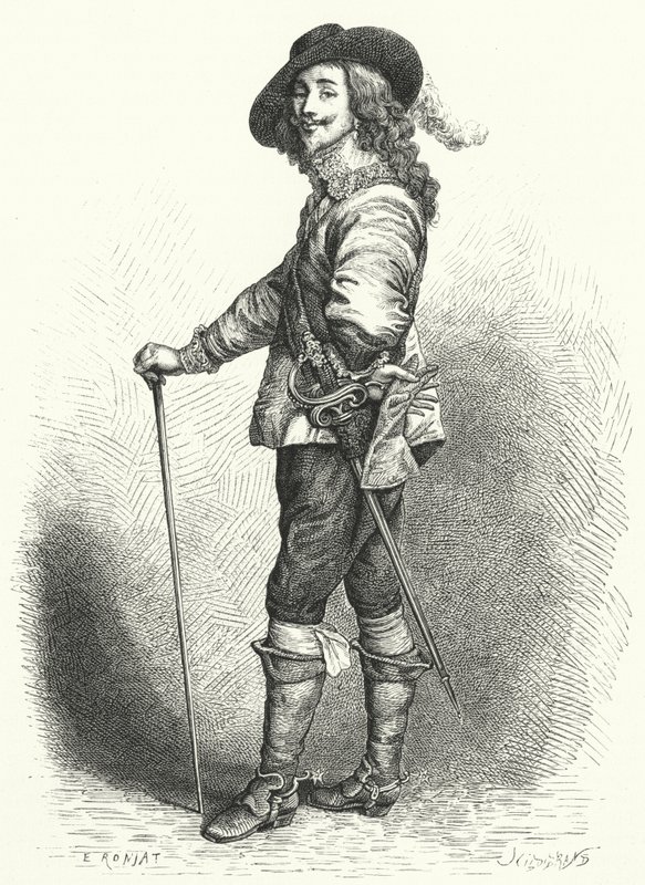 Charles I, kung av England, Skottland och Irland (gravyr) av Anthony van (after) Dyck