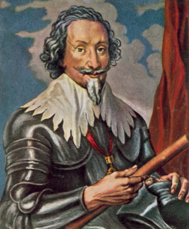 Gottfried von Pappenheim, tysk general under trettioåriga kriget (färglitografi) av Anthony van (after) Dyck