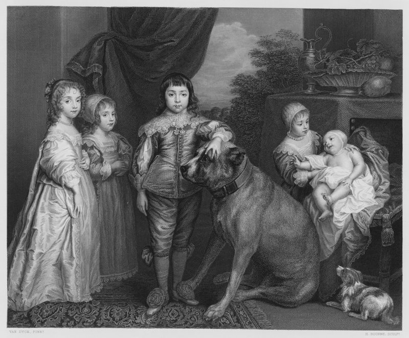 Familjen Karl 1, från bilden i Kungliga Samlingen (gravyr) av Anthony van (after) Dyck