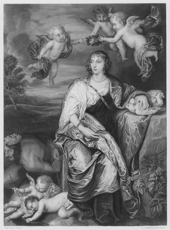 The Lady Digby, från bilden i Kungliga Samlingen (gravyr) av Anthony van (after) Dyck