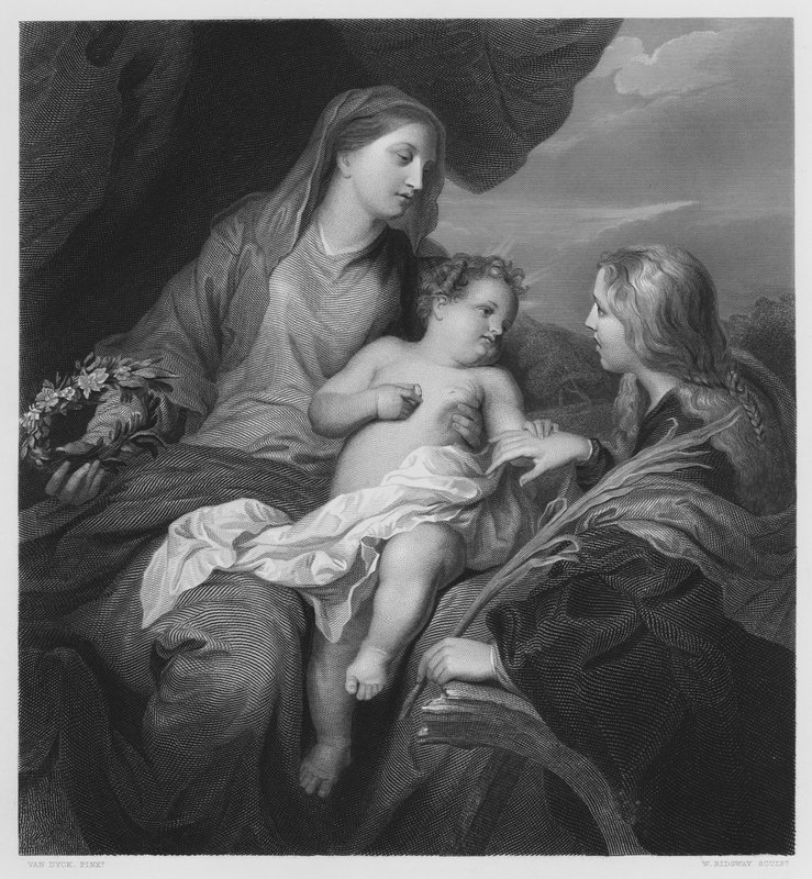 Katarina, från bilden i den kungliga samlingen (gravyr) av Anthony van (after) Dyck