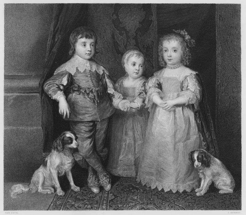 The Three Children of Charles 1st, från bilden i Kungliga Samlingen (gravyr) av Anthony van (after) Dyck