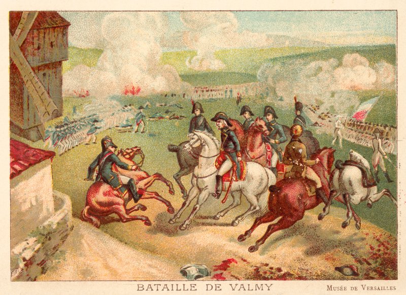 Taua o Valmy, Farani, 1792 (chromolitho)swed av Antoine Charles Horace Vernet