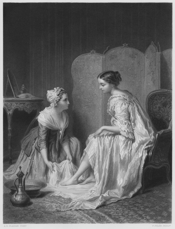 Fotbadet, från bilden i Kungliga Samlingen (gravyr) av Antoine Emile Plassan