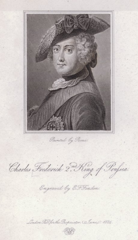 Fredrik den store, kung av Preussen (gravyr) av Antoine Pesne