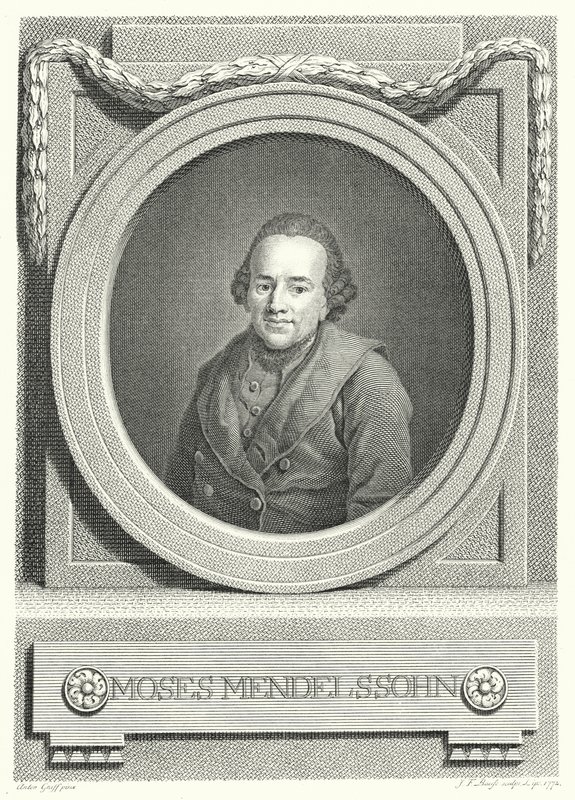 Moses Mendelssohn, tysk judisk filosof (gravyr) av Anton (after) Graff