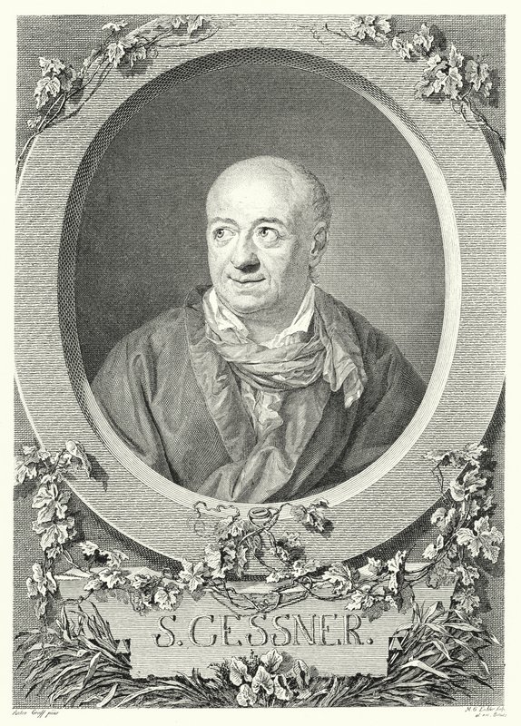 Salomon Gessner, schweizisk målare och poet (gravyr) av Anton (after) Graff