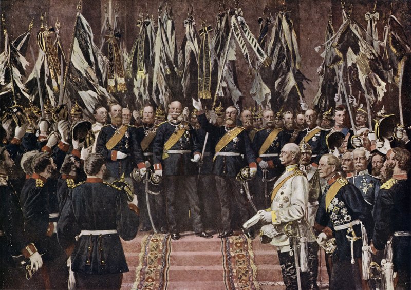 Kung Wilhelm I av Preussen utropade till kejsare av ett enat Tyskland, Versailles, Frankrike av Anton Alexander von (after) Werner