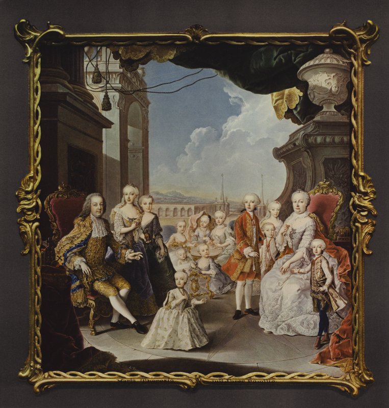 Kejsarinnan Maria Theresa och hennes familj på terrassen till slottet Schönbrunn av Antonio Bencini