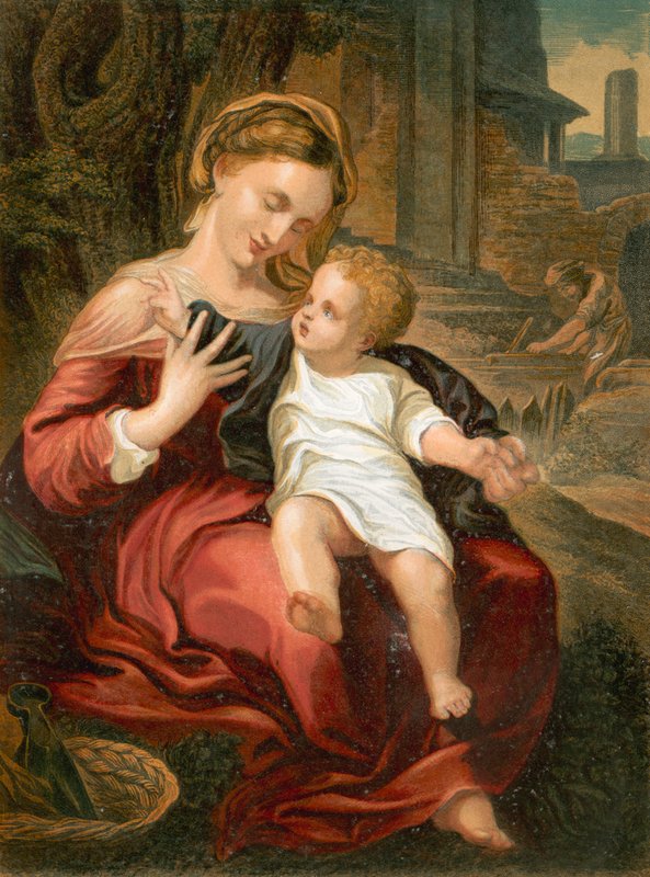 Den heliga familjen av Antonio da Correggio