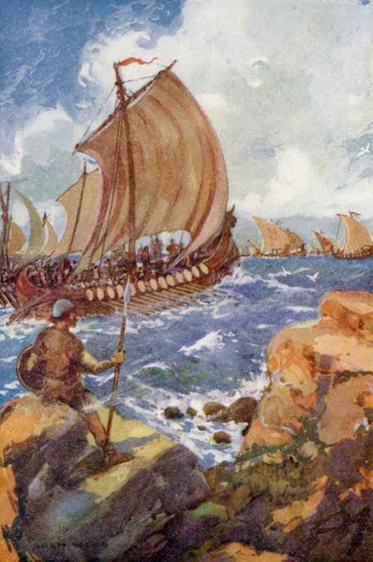 Kung Alfreds skepp går till sjöss av Archibald Bertram after Webb