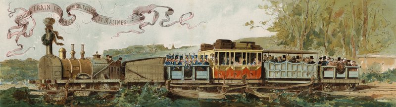 Första tåget från Bryssel till Mechelen, Belgien, 1835 av Armand Jean Heins