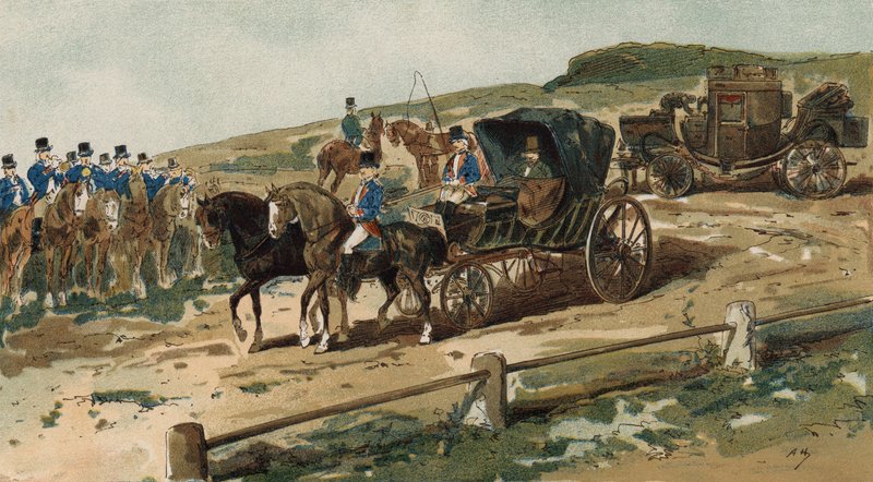 Postilioner, vagn och postvagn, Nederländerna, 1800-talet av Armand Jean Heins
