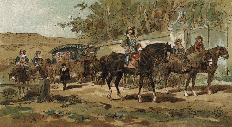 Postkärra och eskort, Spanska Nederländerna, början av 1600-talet av Armand Jean Heins