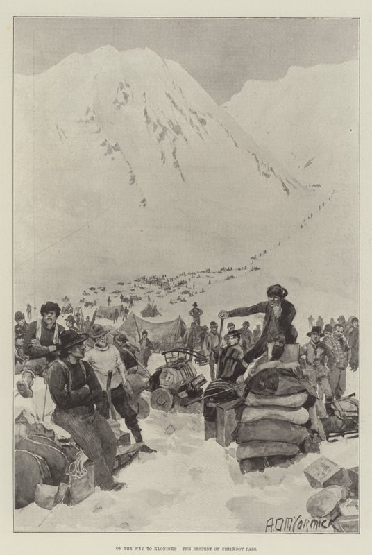 På väg till Klondike, nedstigningen av Chilkoot Pass av Arthur David McCormick