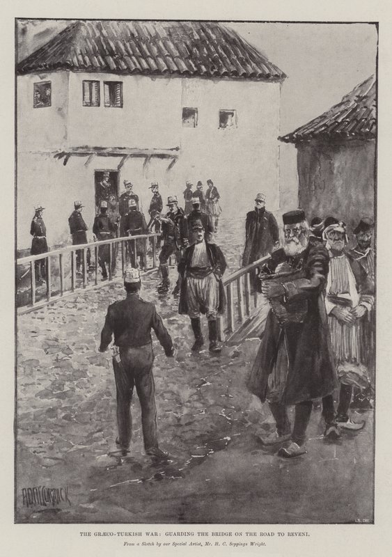 Det grekisk-turkiska kriget, som vaktar bron på vägen till Reveni av Arthur David McCormick