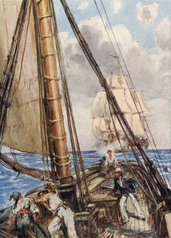 Fångst av slavaren La Jeune Estelle av en brittisk fregatt av Arthur David McCormick
