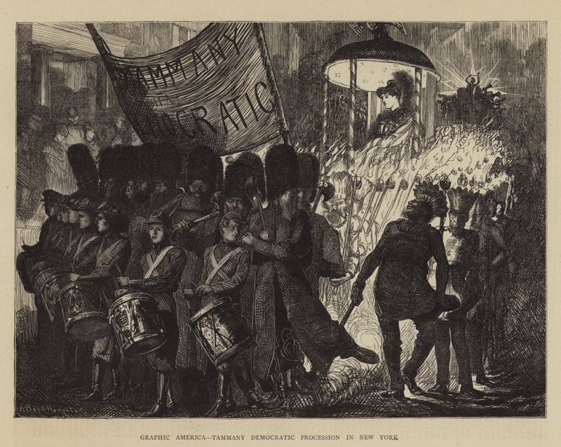 Grafiskt Amerika, Tammany demokratiska procession i New York av Arthur Boyd Houghton
