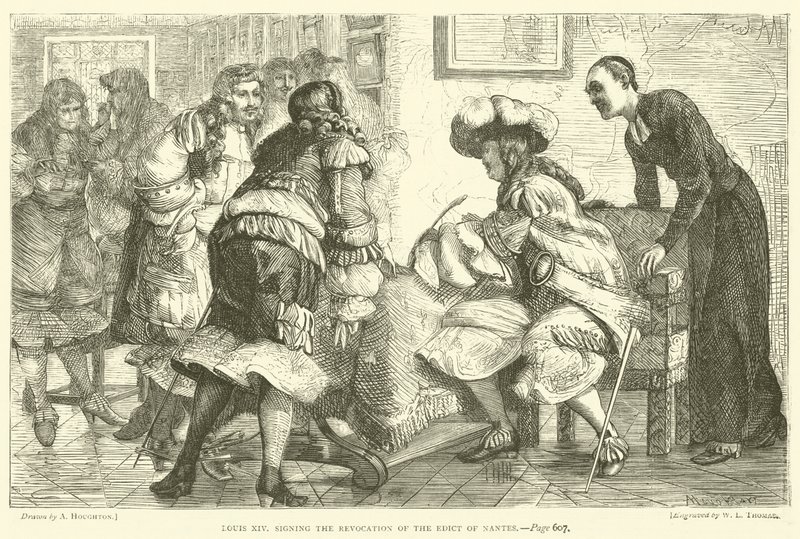 Ludvig XIV undertecknar upphävandet av Ediktet av Nantes av Arthur Boyd Houghton