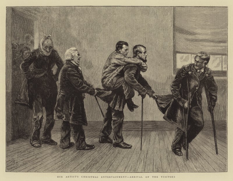 Vår artists julunderhållning, besökarnas ankomst av Arthur Boyd Houghton