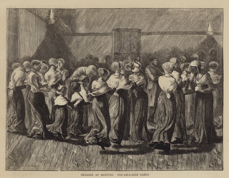 Shakers på möte, den religiösa dansen av Arthur Boyd Houghton