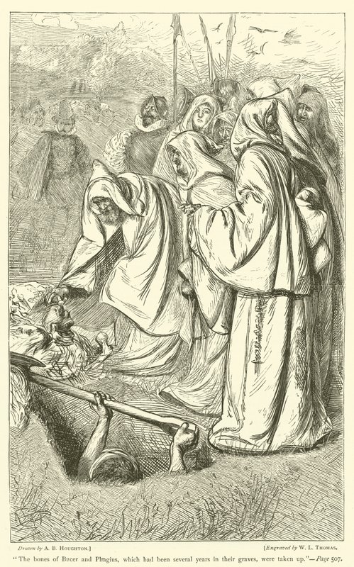 Bucers och Phagius ben, som legat flera år i sina gravar, togs upp av Arthur Boyd Houghton