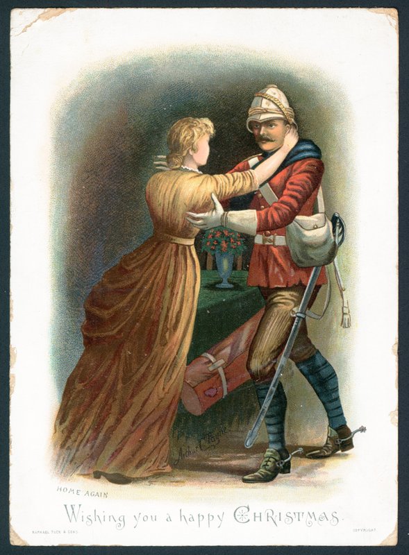 Home Again - Julhälsningskort (chromolitho) av Arthur Charles Payne