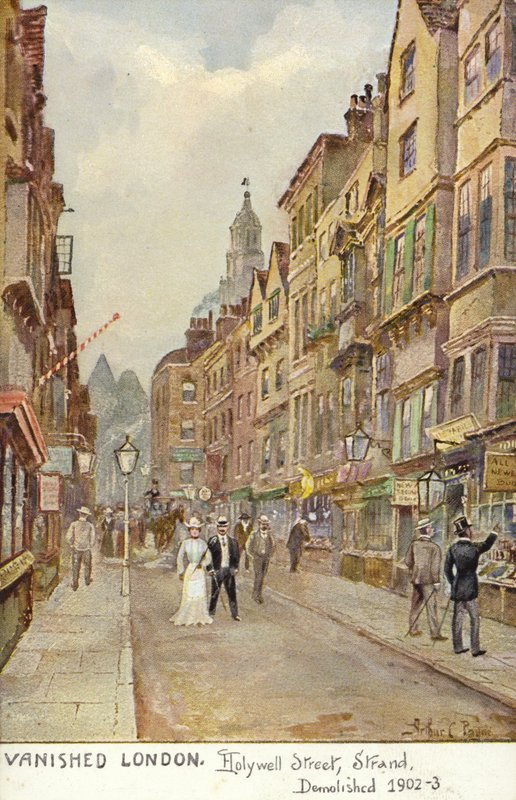 Försvunna London - Hollywell Street, Strand, revs 1902-3 av Arthur Charles Payne