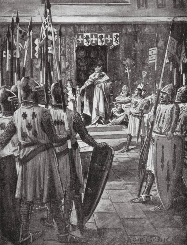 Henrik III och baronerna (litografi) av Arthur David (after) McCormick