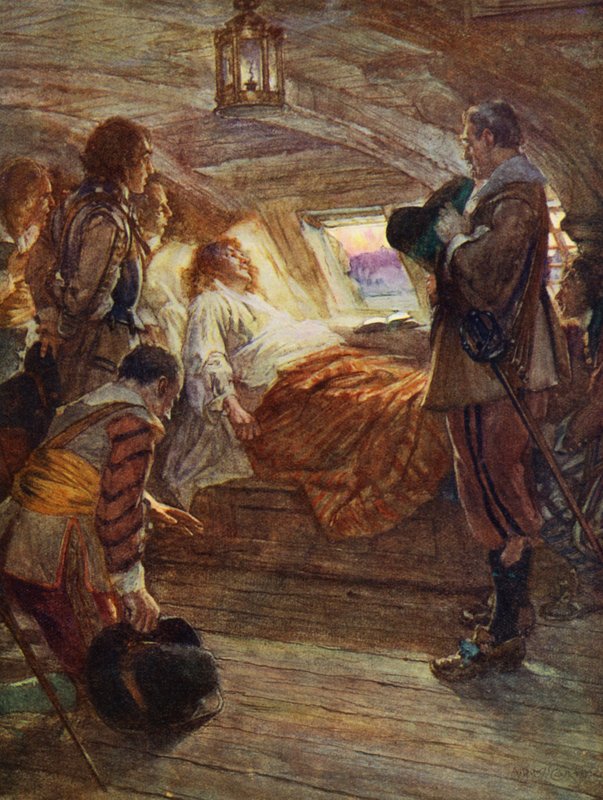 Sir Francis Drakes död av Arthur David (after) McCormick