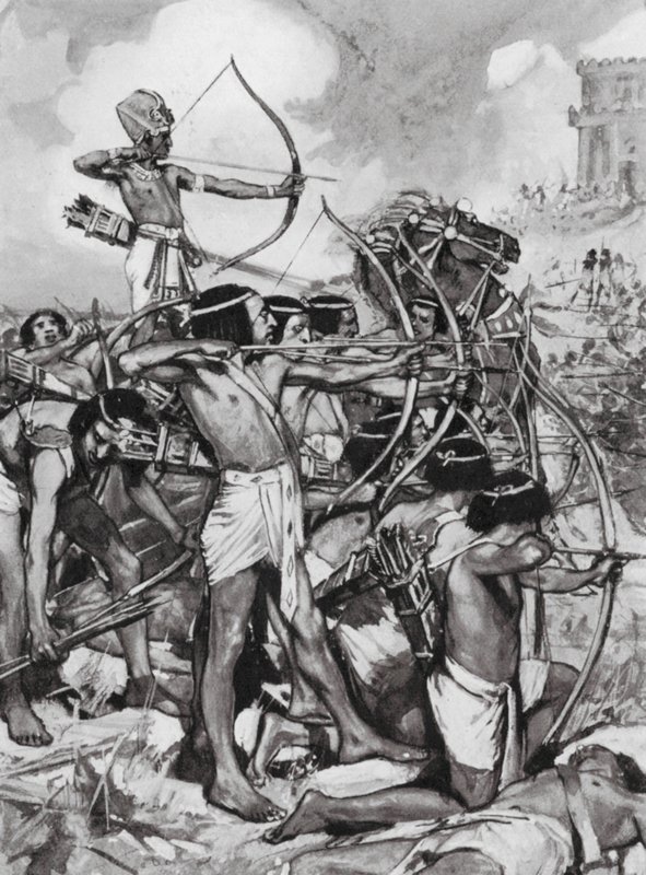 Thothmes III anfaller syrierna, XVIII:e dynastin (litografi) av Arthur David (after) McCormick