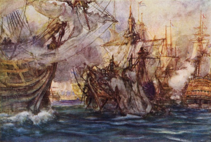 Början av slaget vid Nilen, de nitiska rundar Guerrier av Arthur David McCormick