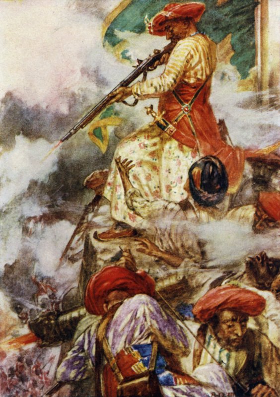 Tipu själv stod och sköt kyligt mot sina framryckande fiender av Arthur David McCormick