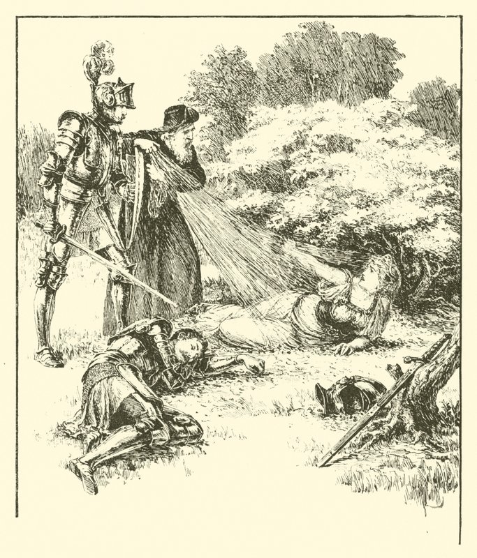 Sir Guyon, The Bower of Bliss (gravyr) av Arthur George Walker