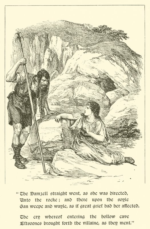 The Adventures Of Sir Artegall, At The Den Deceit (gravyr) av Arthur George Walker