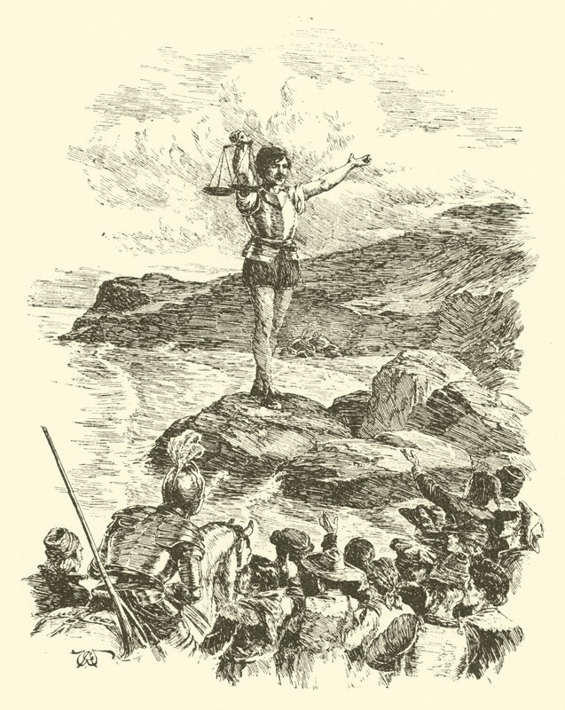 Sir Artegalls äventyr, jätten med vågen (gravyr) av Arthur George Walker