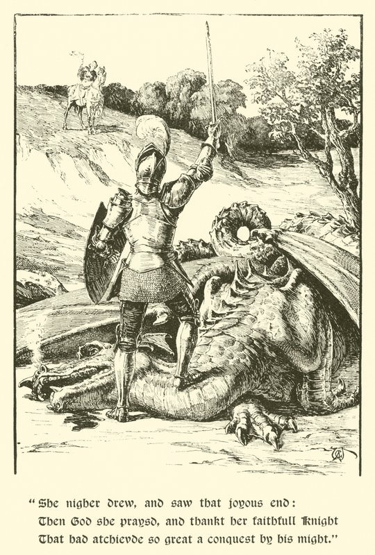Röda korsriddaren, den sista kampen (gravyr) av Arthur George Walker