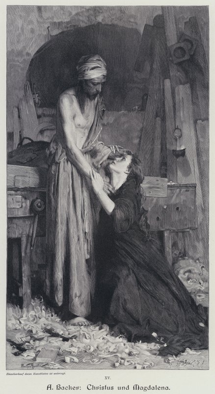 Kristus och Magdalena (gravyr) av Arthur Hacker