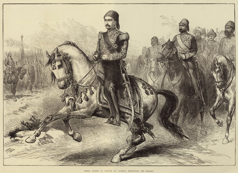 Abdul Hamid II, sultan av Turkiet, granskar sina trupper av Arthur Hopkins