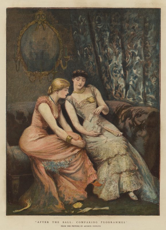 Efter balen, jämförelse av program (chromolitho) av Arthur Hopkins