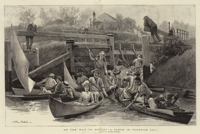 På väg till Henley, en scen i Cookham Lock av Arthur Hopkins