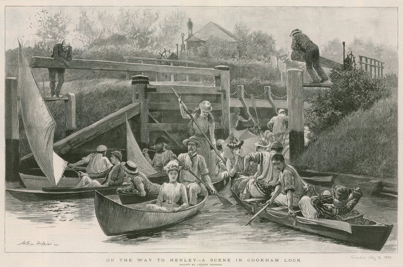 På väg till Henley - en scen i Cookham Lock av Arthur Hopkins