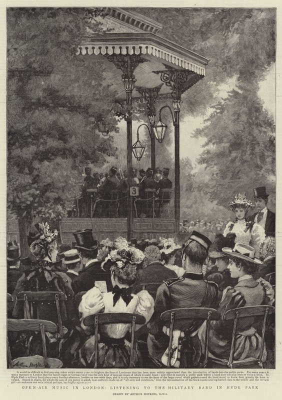 Friluftsmusik i London, lyssnar på Military Band i Hyde Park av Arthur Hopkins