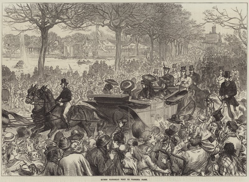 Drottning Victorias besök i Victoria Park av Arthur Hopkins