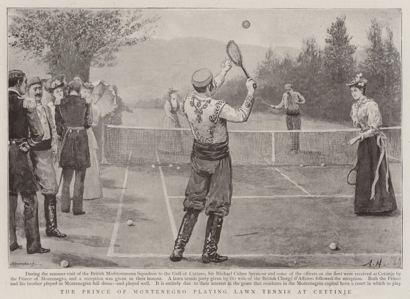 Prinsen av Montenegro spelar grästennis på Cettinje av Arthur Hopkins