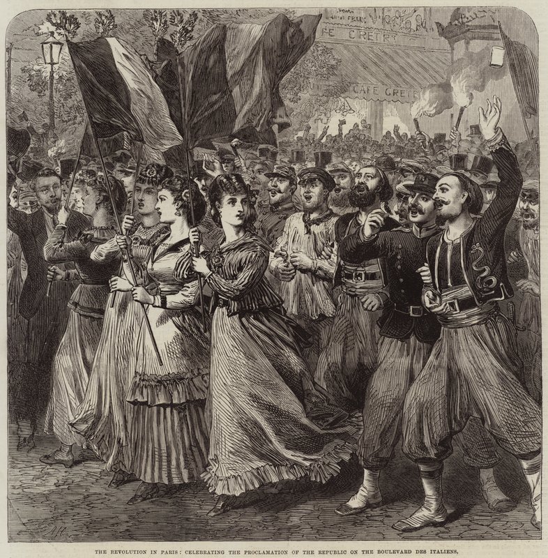 Revolutionen i Paris, firande av republikens proklamation på Boulevard des Italiens av Arthur Hopkins