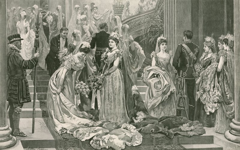 Säsongens första salong, vid foten av den stora trappan i Buckingham Palace. av Arthur Hopkins