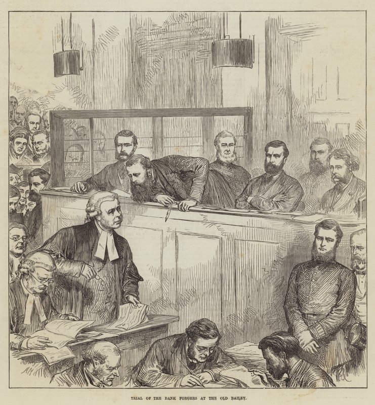 Rättegång mot bankförfalskarna vid Old Bailey av Arthur Hopkins
