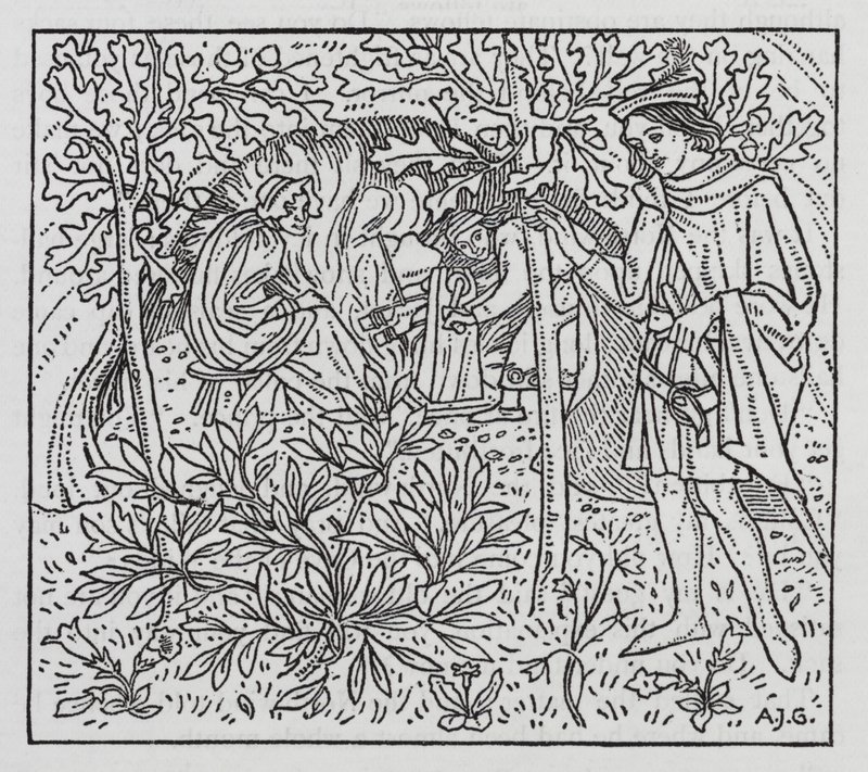 Hans Christian Andersen: Paradisets trädgård (litho) av Arthur Joseph Gaskin