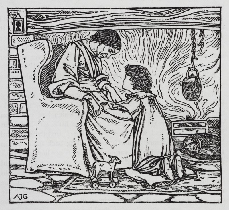 HC Andersen: Flickan som trampade på limpan (litho) av Arthur Joseph Gaskin